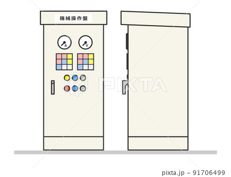 機械設備などを操作する操作盤のイラスト 91706499