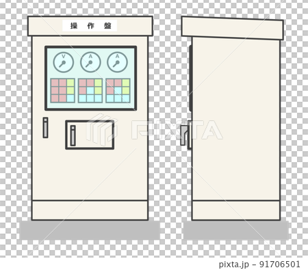 機械設備などを操作する操作盤のイラスト 91706501
