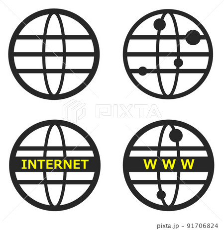 世界のネットワークに繋がるインターネットのアイコン 世界のネットワークに繋がるインターネットのアイコン 91706824