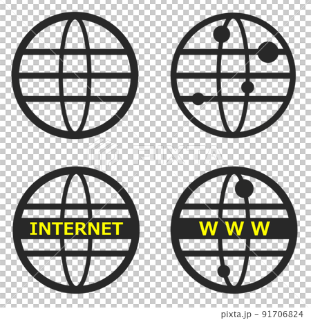 世界のネットワークに繋がるインターネットのアイコン 世界のネットワークに繋がるインターネットのアイコン 91706824