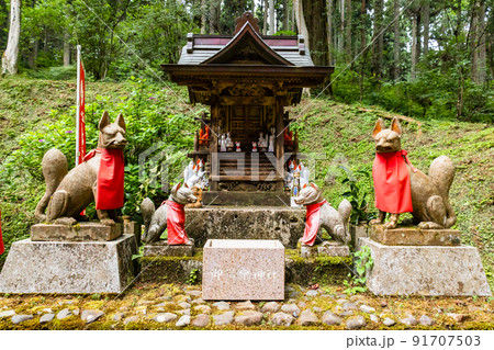 キツネと稲荷神社（御岩神社） 91707503