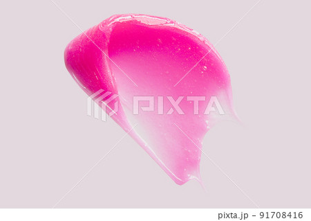 Beauty mask swatch smear smudge isolated on white. Pink face lotion tooth brush moisturiser texture. Skincare product, toothbrush for kids, depilation wax sample cut out Beauty mask swatch smear smudge isolated on white. Pink face lotion tooth brush moisturiser texture. Skincare product, toothbrush for kids, depilation wax sample cut out 91708416