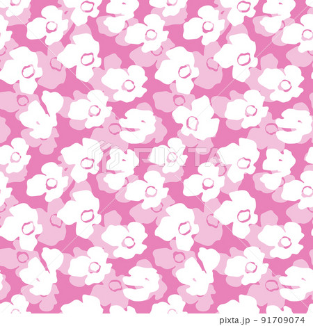 Seamless floral pattern based on traditional folk art ornaments. Colorful flowers on color background. Scandinavian style. Sweden nordic style. Vector illustration. Simple minimalistic pattern 91709074