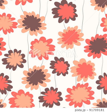 Seamless floral pattern based on traditional folk art ornaments. Colorful flowers on color background. Scandinavian style. Sweden nordic style. Vector illustration. Simple minimalistic pattern Seamless floral pattern based on traditional folk art ornaments. Colorful flowers on color background. Scandinavian style. Sweden nordic style. Vector illustration. Simple minimalistic pattern 91709181