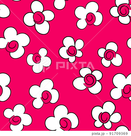 Seamless pattern based on traditional folk art flowers ornaments. Pink and white floral background. Scandinavian style. Sweden nordic style. Vector illustration. Simple minimalistic pattern Seamless pattern based on traditional folk art flowers ornaments. Pink and white floral background. Scandinavian style. Sweden nordic style. Vector illustration. Simple minimalistic pattern 91709369