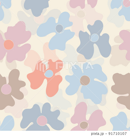 Seamless floral pattern with roses based on traditional folk art ornaments. Colorful flowers on white background. Doodle style. Vector illustration. Design for fabric, textile, paper 91710107