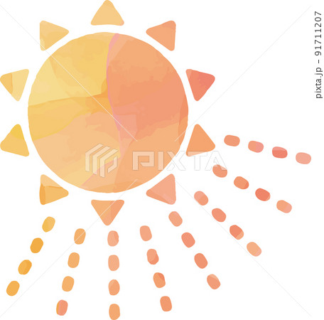 水彩風の天気アイコン。真夏の太陽。 91711207