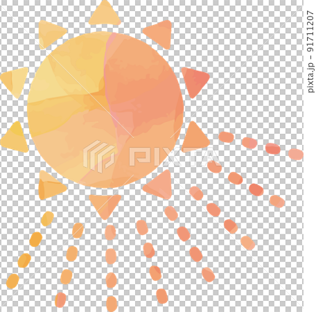 水彩風格的天氣圖標。仲夏的太陽。 91711207