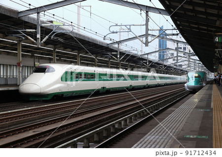 東北新幹線E2系緑帯とE5系（宇都宮駅） 91712434