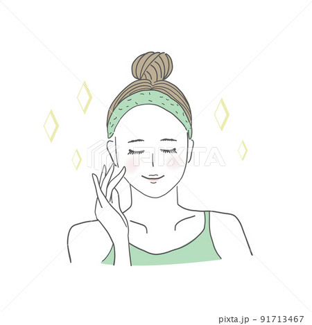 女性のきれいな美肌 スキンケアイラストのイラスト素材