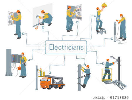Electricians Infographics Illustration 91713886