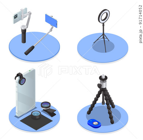 Mobile Photography Video Isometric Set 91714052
