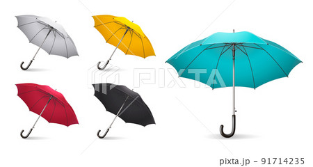 Colored Realistic Umbrella Icon Set Colored Realistic Umbrella Icon Set 91714235