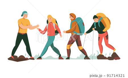 Hikers Group Help Composition 91714321
