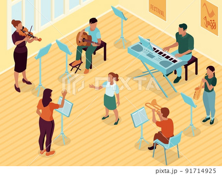 Musician Education Isometric Composition 91714925