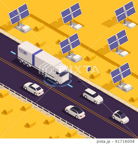 Electric Truck Isometric Composition 91716008