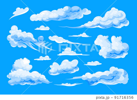 Sky Clouds Set On Blue Background 91716356