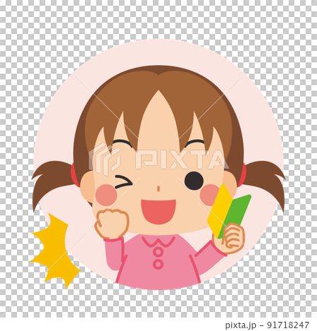 Icon of a cute girl with a beginner's mark doing a guts pose Illustration white background Vector avatar Icon of a cute girl with a beginner's mark doing a guts pose Illustration white background Vector avatar 91718247