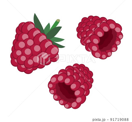 Fresh red raspberries isolated on white background 91719088