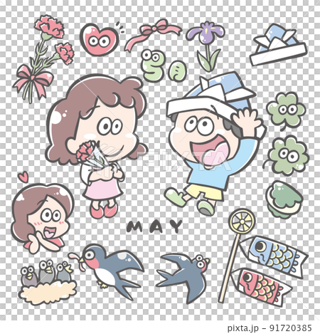 【5月イラスト】母の日、子供の日、ツバメ など 91720385