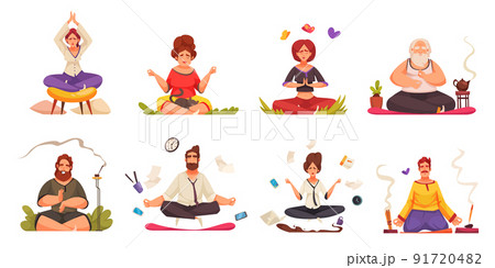 Meditation Yoga Cartoon Compositions 91720482