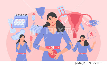 Premenstrual Syndrome Flat Illustration 91720530