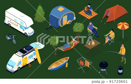Isometric Trailer Park Icons Isometric Trailer Park Icons 91720601