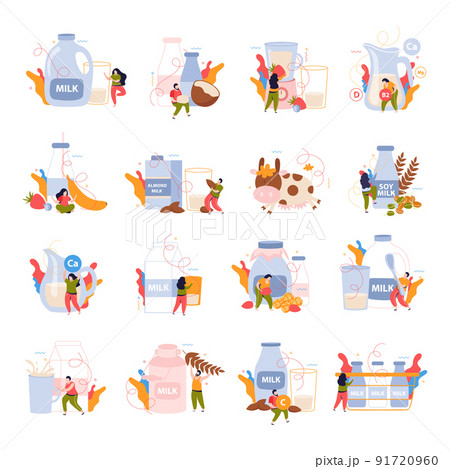 Milk Usage 4x4 Flat Icons Milk Usage 4x4 Flat Icons 91720960