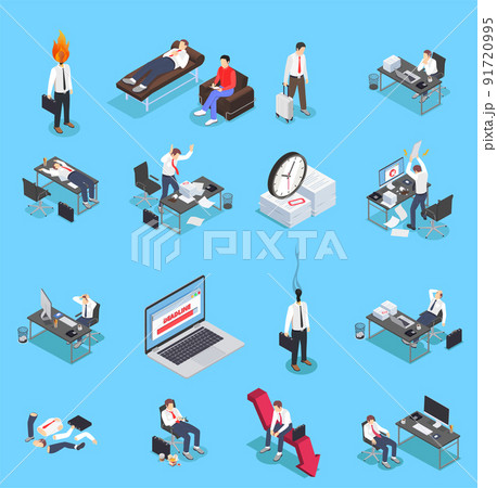 Burnout Depression Icon Set 91720995