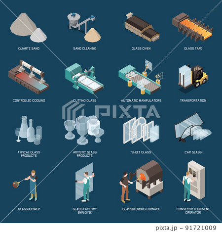 Glass Production Isometric Icons Glass Production Isometric Icons 91721009