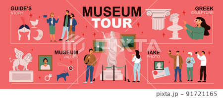 Museum Tour Infographics Horizontal Illustration 91721165