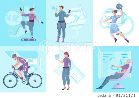 Cyberpunk Square Compositions Set 91721171