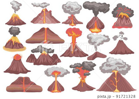 Volcanic Eruption Icon Set 91721328