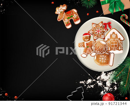 Realistic Christmas Blackboard Composition 91721344