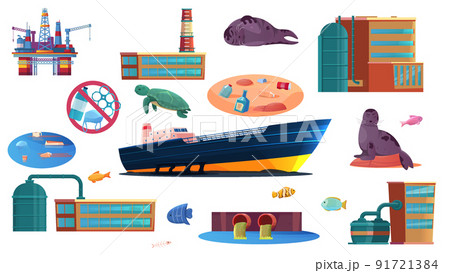 Ocean Pollution Flat Set Ocean Pollution Flat Set 91721384