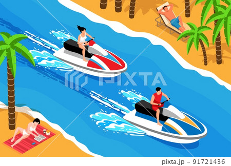 Watersport Isometric Horizontal Illustration 91721436