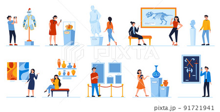 People In Museum Flat Set 91721941