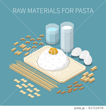 Macaroni Pasta Production Square Isometric Composition 91722079