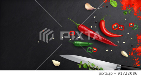 Pepper Cooking Realistic Composition 91722086