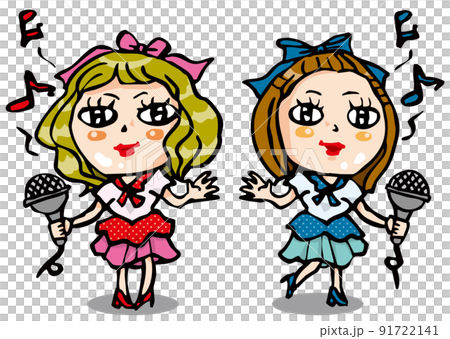 アイドル活動をする二人の女の子 91722141