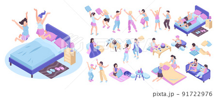 Isometric Pajamas Icon Set 91722976