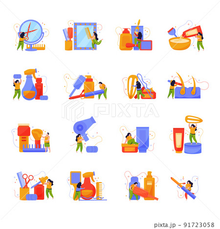 Hair Care Icons Collection 91723058