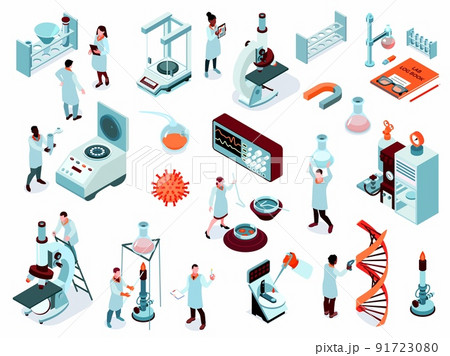 Isometric Science Laboratory Icon Set 91723080
