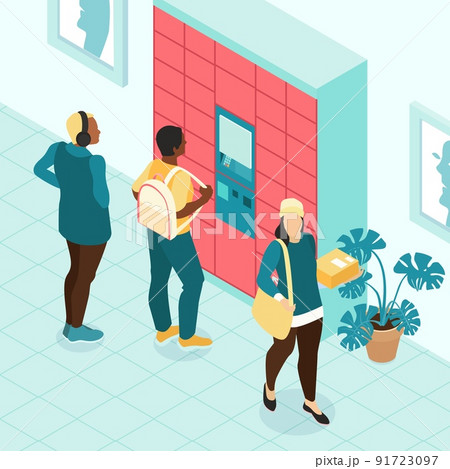 Isometric Self Service Postamat Composition 91723097