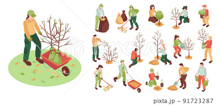 Isometric Spring Gardening Icon Set Isometric Spring Gardening Icon Set 91723287