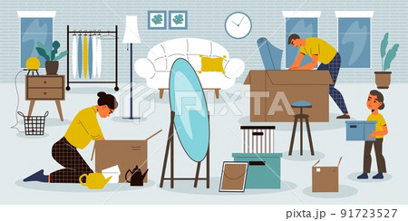 Family Relocating Flat Background Family Relocating Flat Background 91723527