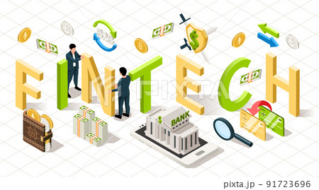 Fintech Isometric Text Composition 91723696