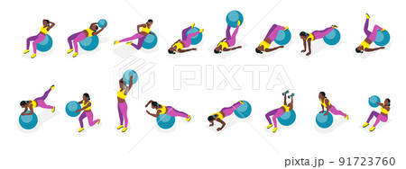 Fitness Ball Exercise Icons Fitness Ball Exercise Icons 91723760