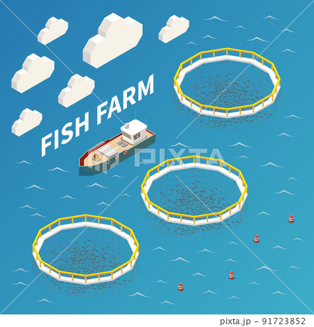Industrial Fish Farming Isometric 91723852