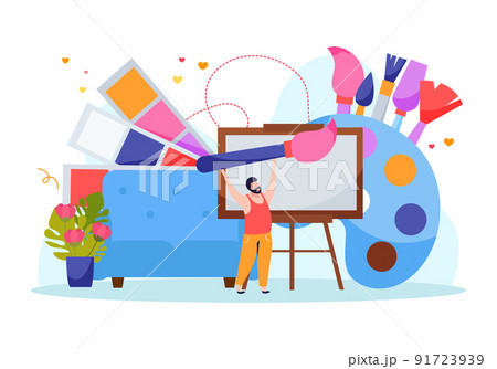 International Artists Day Flat Recolor Concept 91723939